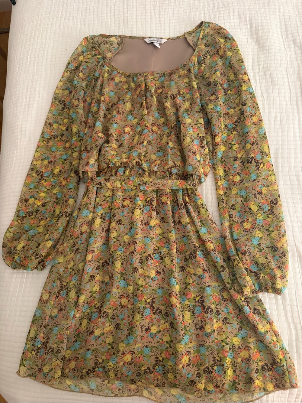 Green floral mini dress